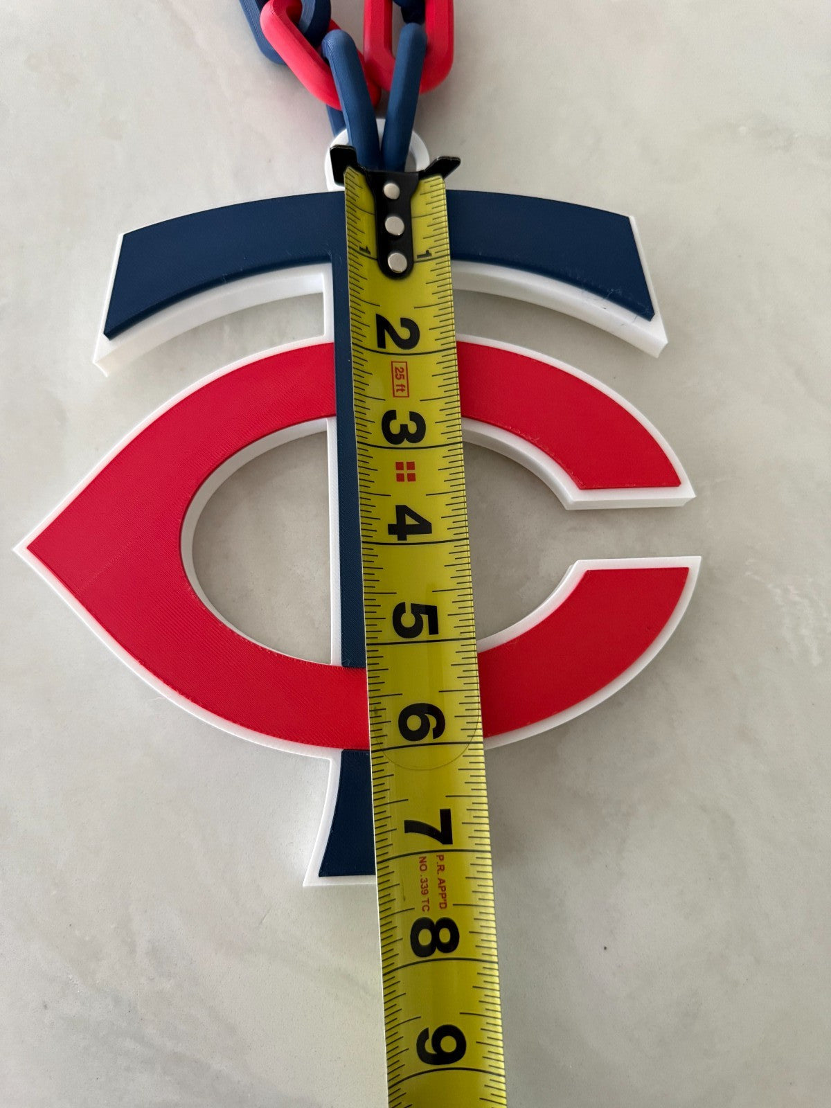 Minnesota Twins Oversized Turnover Chain Necklace, Pendant HandMade 3D Printed