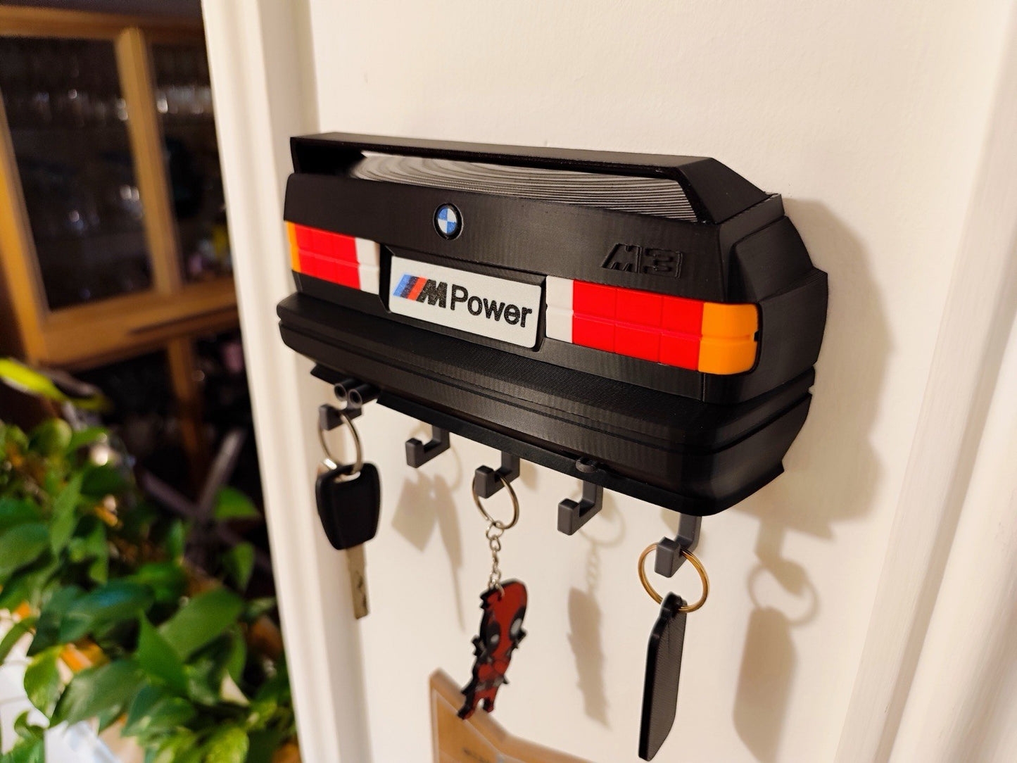 BMW M3 M Power Car-Shaped Wall Mounted Plastic 5-Hook Key Rack, Matte