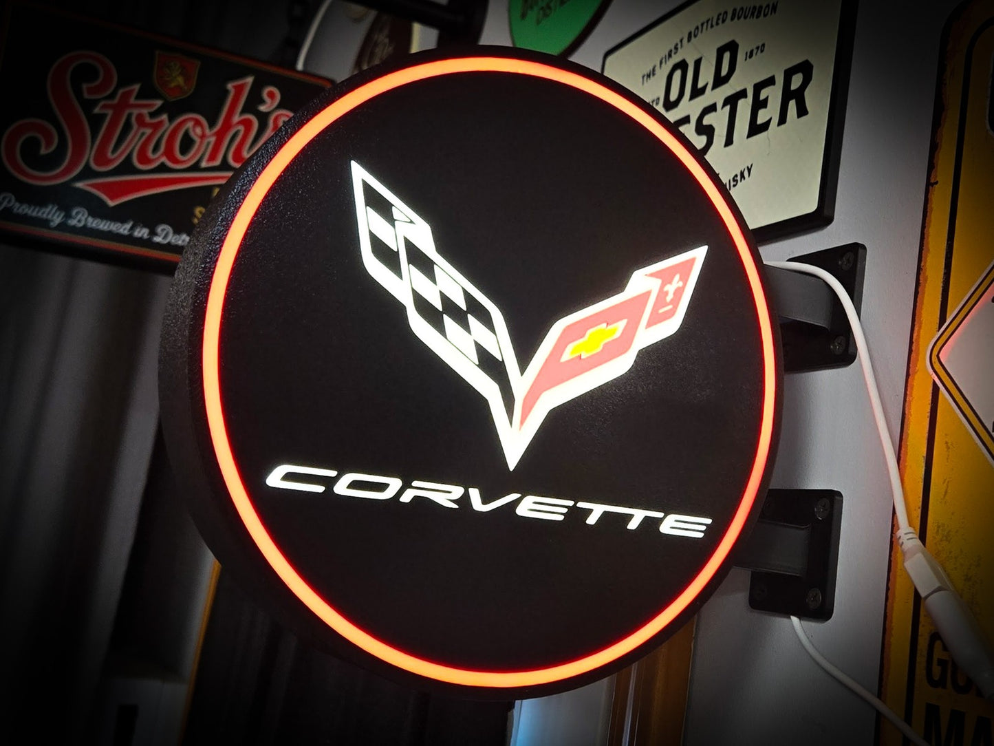 C7 CORVETTE 12 Inch Light Box LED Sign 3D Printed Wall Decor Man Cave Garage