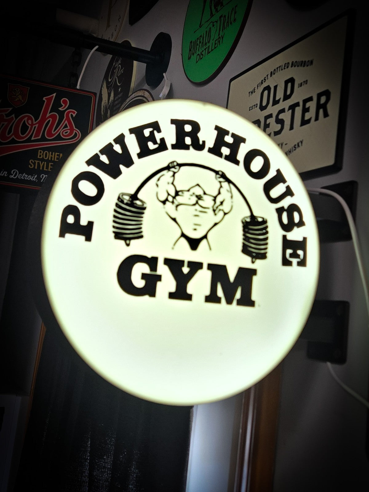 POWERHOUSE GYM 12 Inch Light Box LED Sign 3D Printed Wall Decor Man Cave Garage