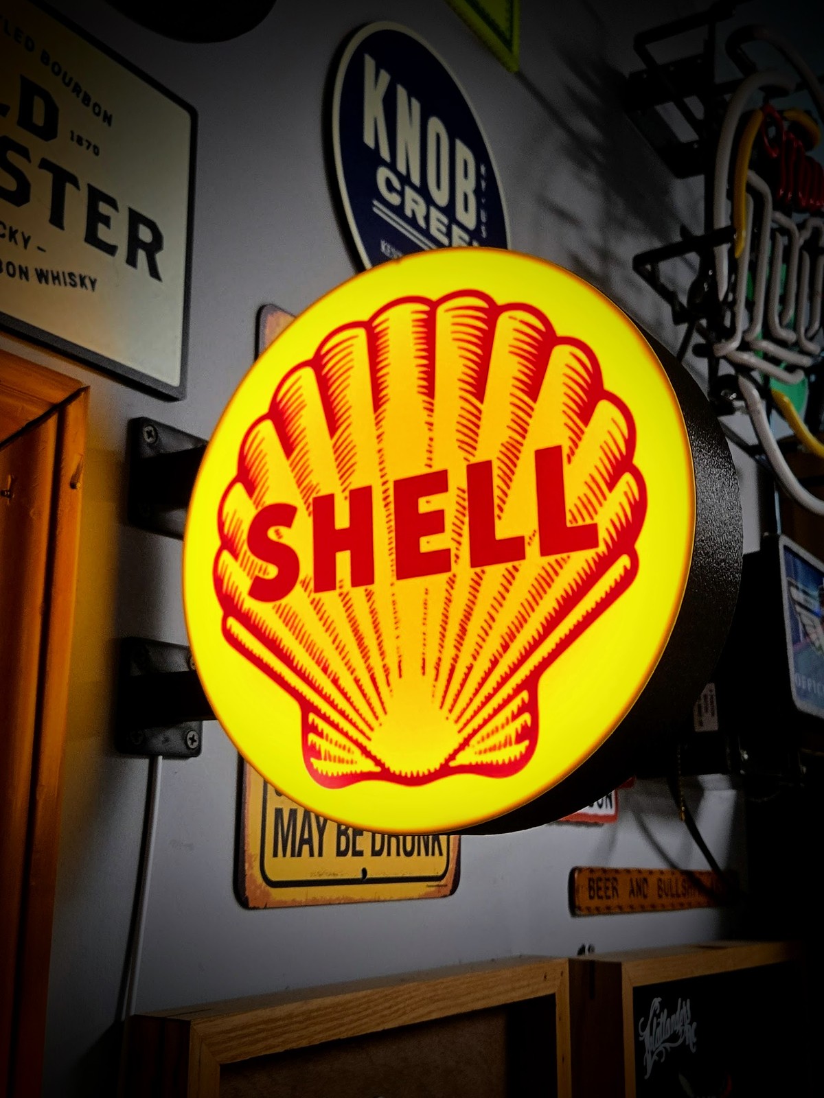 SHELL LOGO 12 Inch Light Box LED Sign 3D Printed Wall Decor Man Cave Garage
