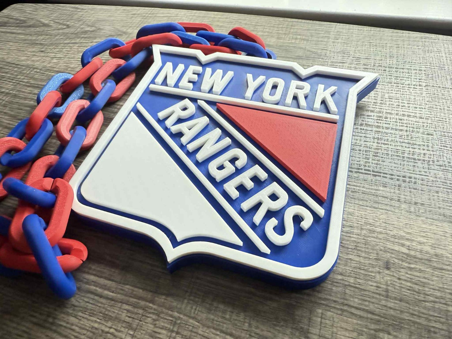 New York Rangers Logo Oversized Necklace, Pendant Chain [Made To Order]