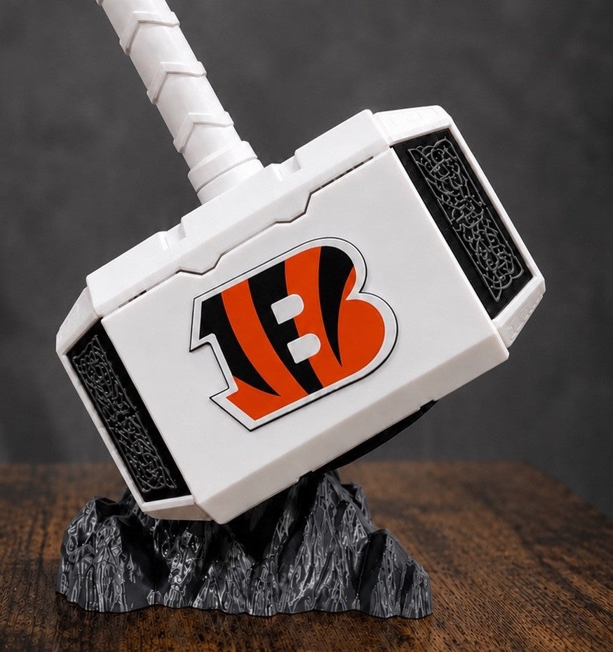 Cincinnati Bengals White Tiger Thor Hammer Decoration NFL Inspired Gift Man Cave