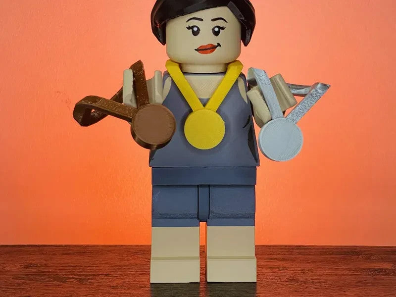 Swimming Champion Brick Figure 8 inches tall 3D Printed Lego Inspired