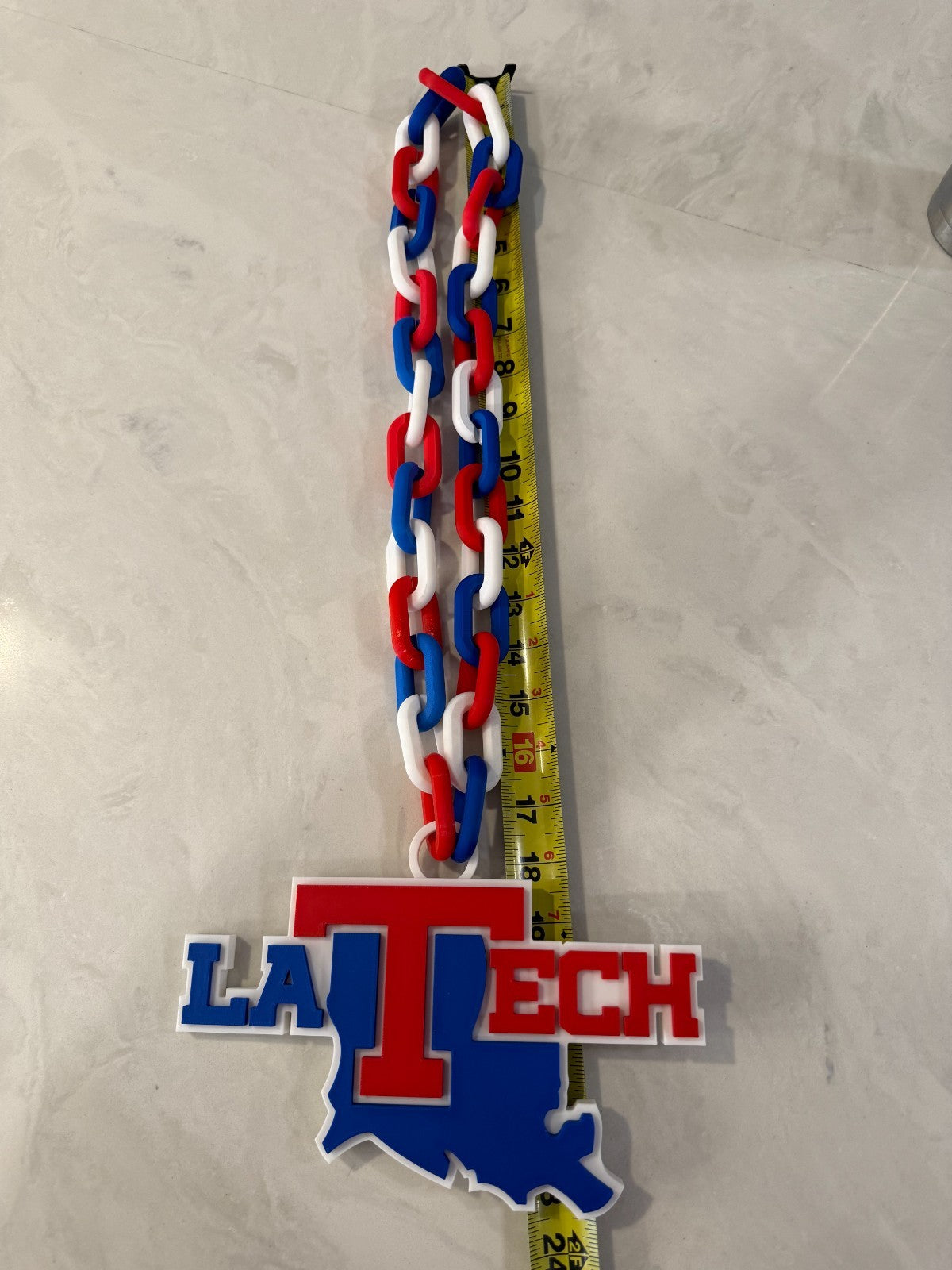 Louisiana Tech Bulldogs Fan Chain Necklace 3D Printed NCAA Big Logo Hype Chain