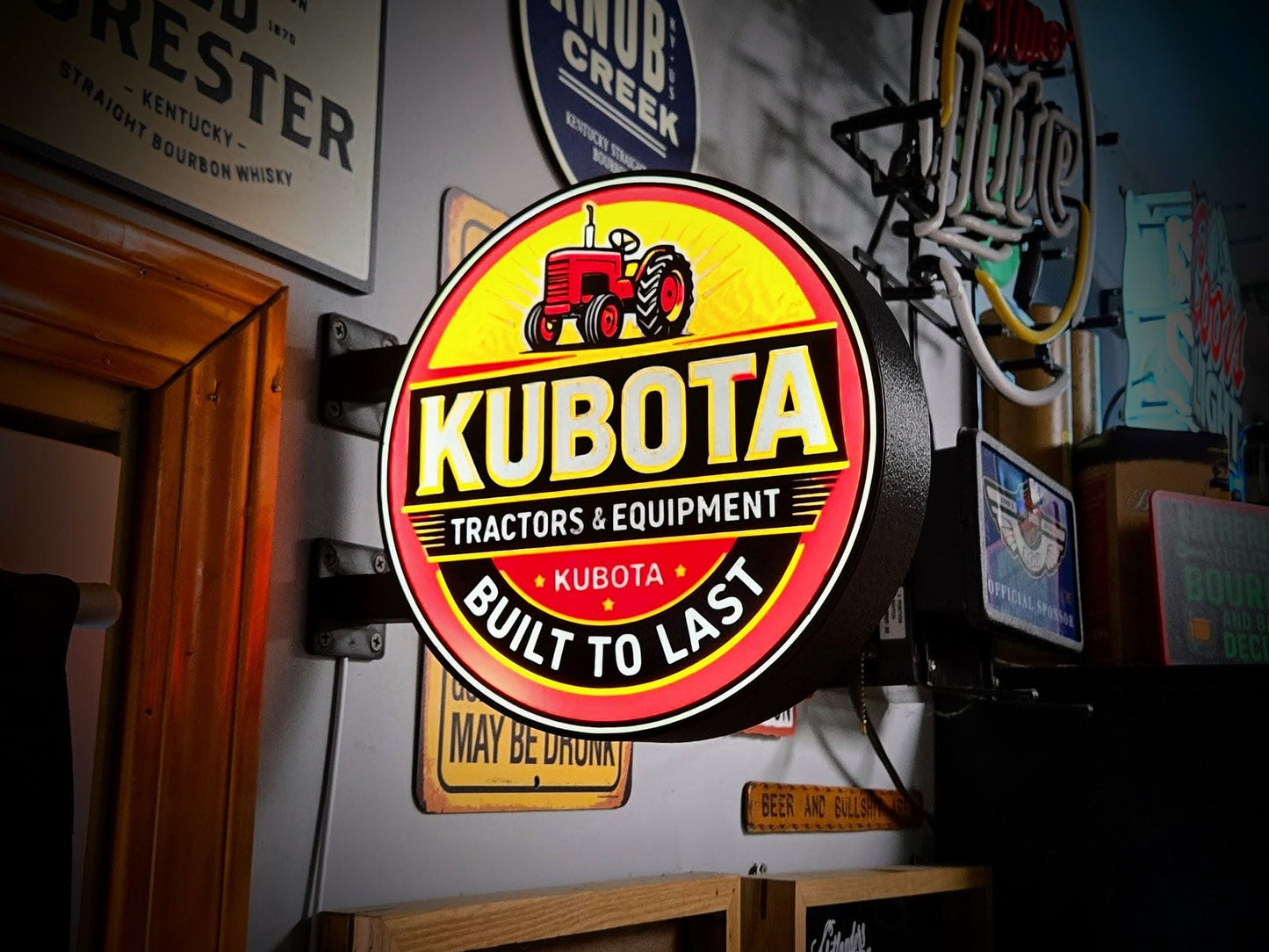 KUBOTA 12 Inch Light Box LED Sign 3D Printed Wall Decor Man Cave Garage
