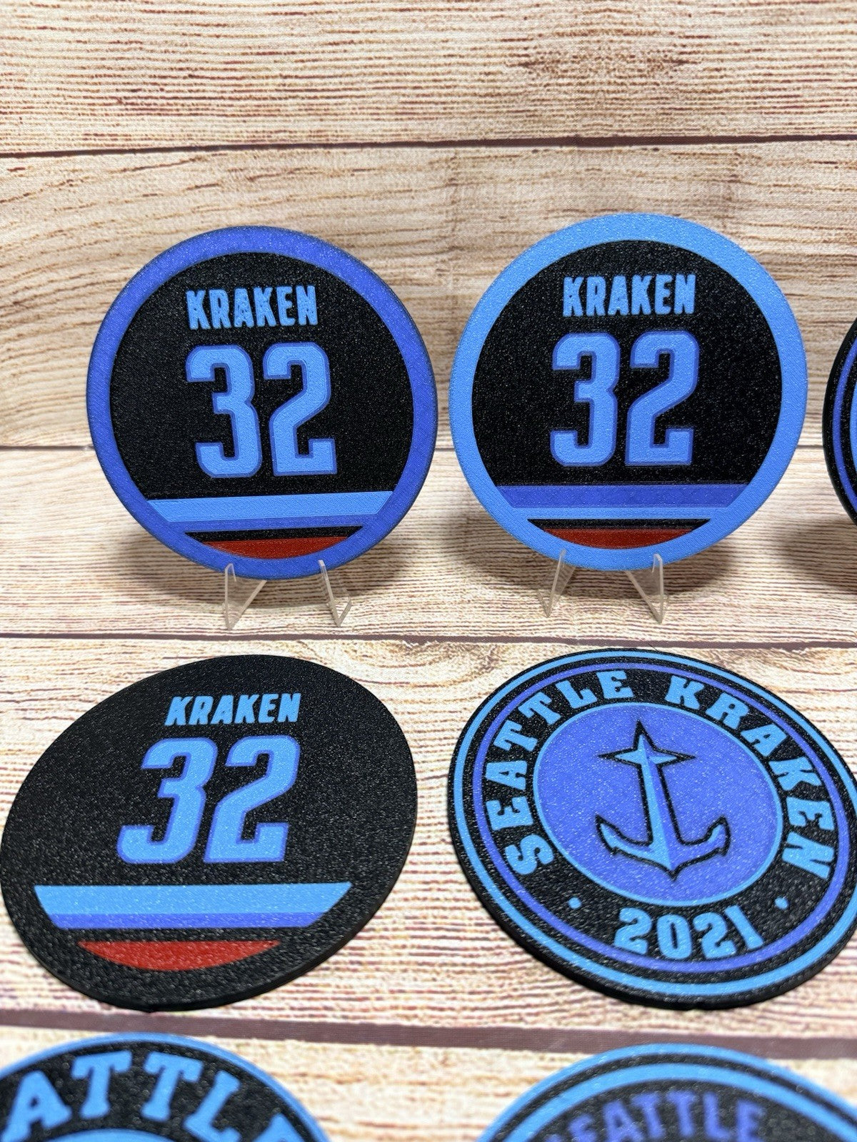 Seattle Kraken Custom Drink Coasters Set Of 4 With Holder