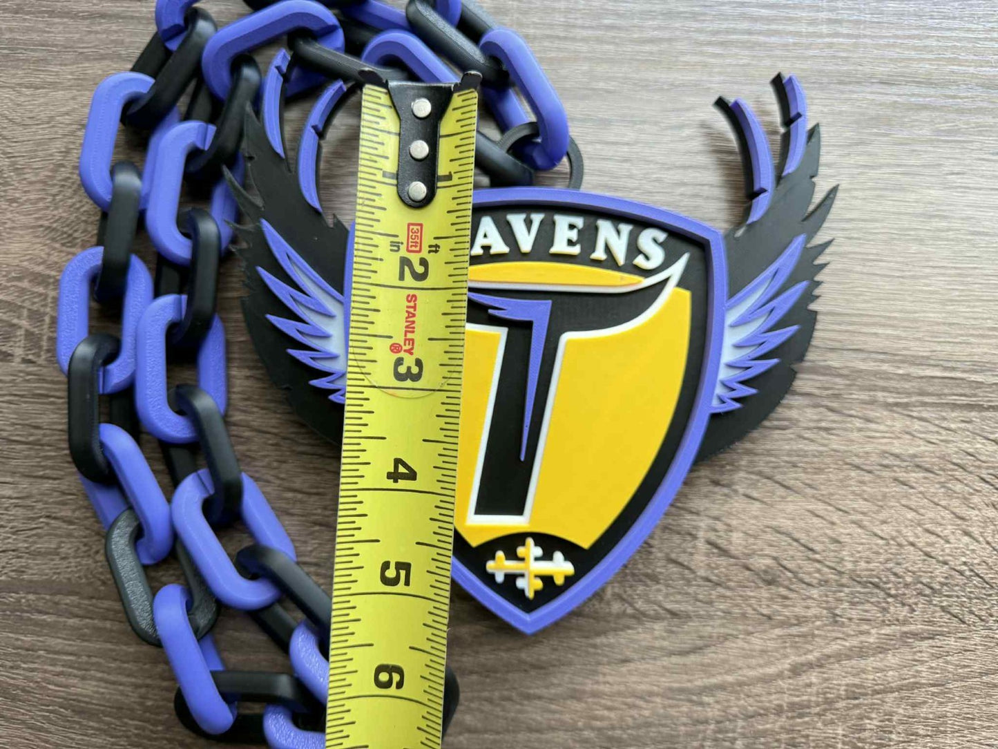 Baltimore Ravens Crest Logo Oversized Necklace, Pendant Chain