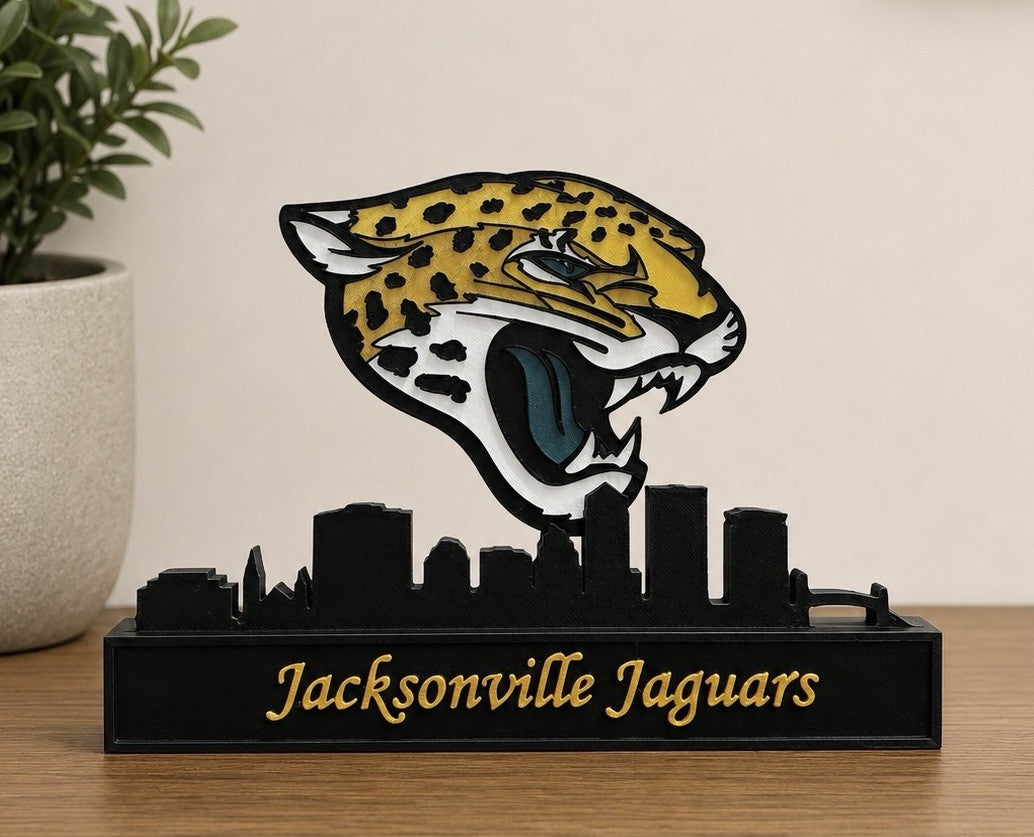 Jacksonville Jaguars 9” Skyline Football Office Desk Decor Sign Man Cave Gift