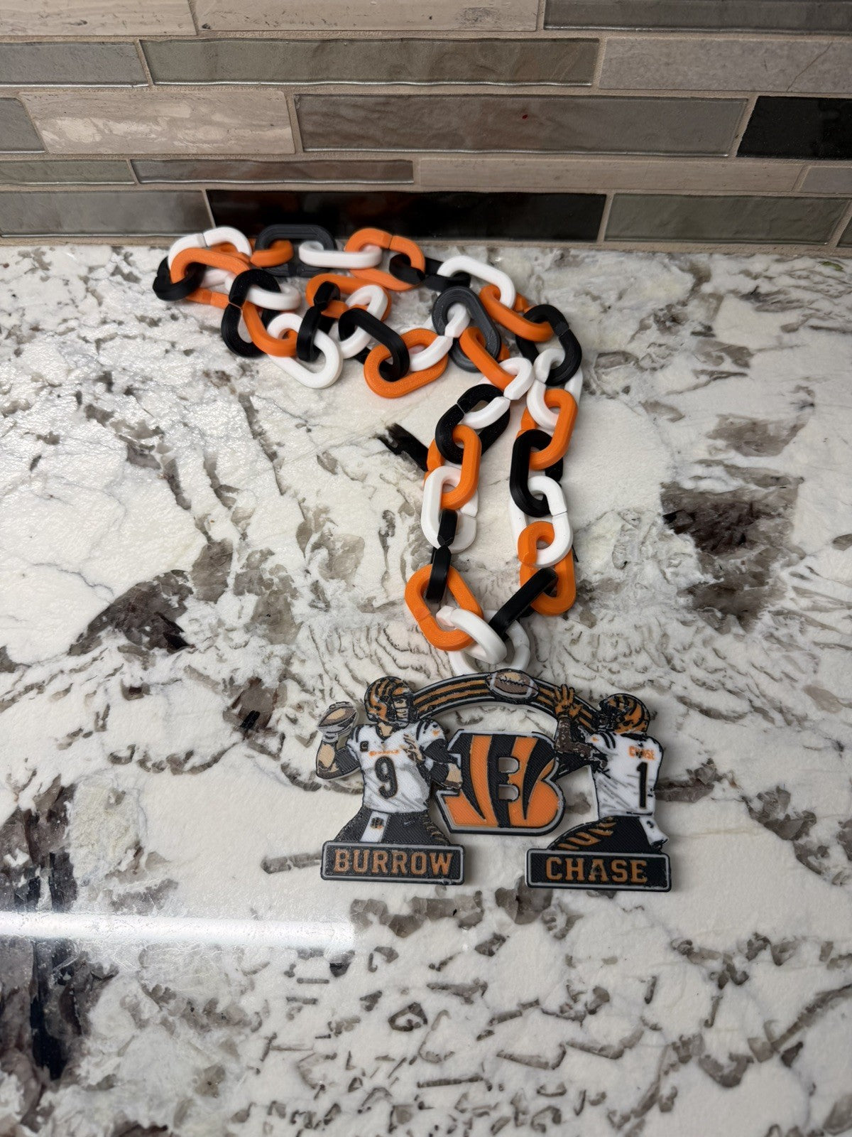 Cincinnati Bengals Burrow & Chase Hype Chain | 3D Printed | Game Day Necklace