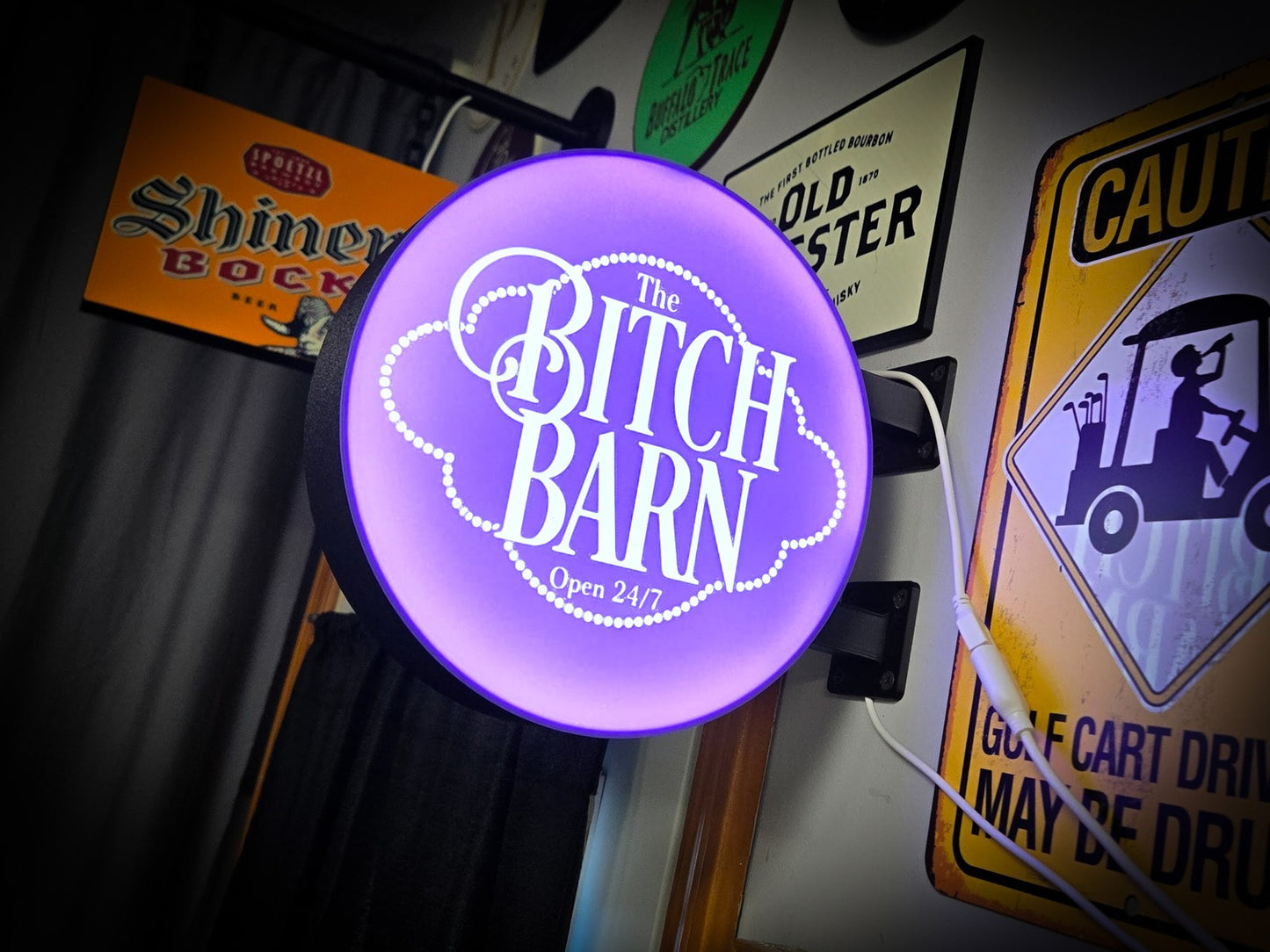 THE BITCH BARN 12 Inch Light Box LED Sign 3D Printed Wall Decor Man Cave Garage