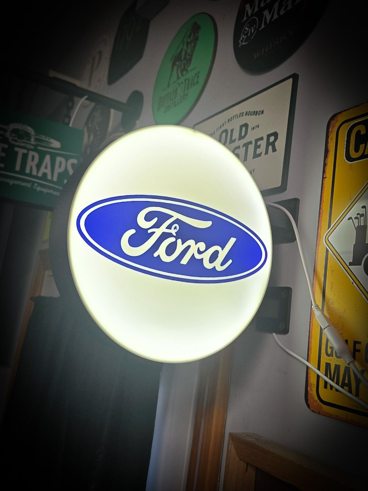 FORD Oval 12 Inch Light Box LED Sign 3D Printed Wall Decor Man Cave Garage