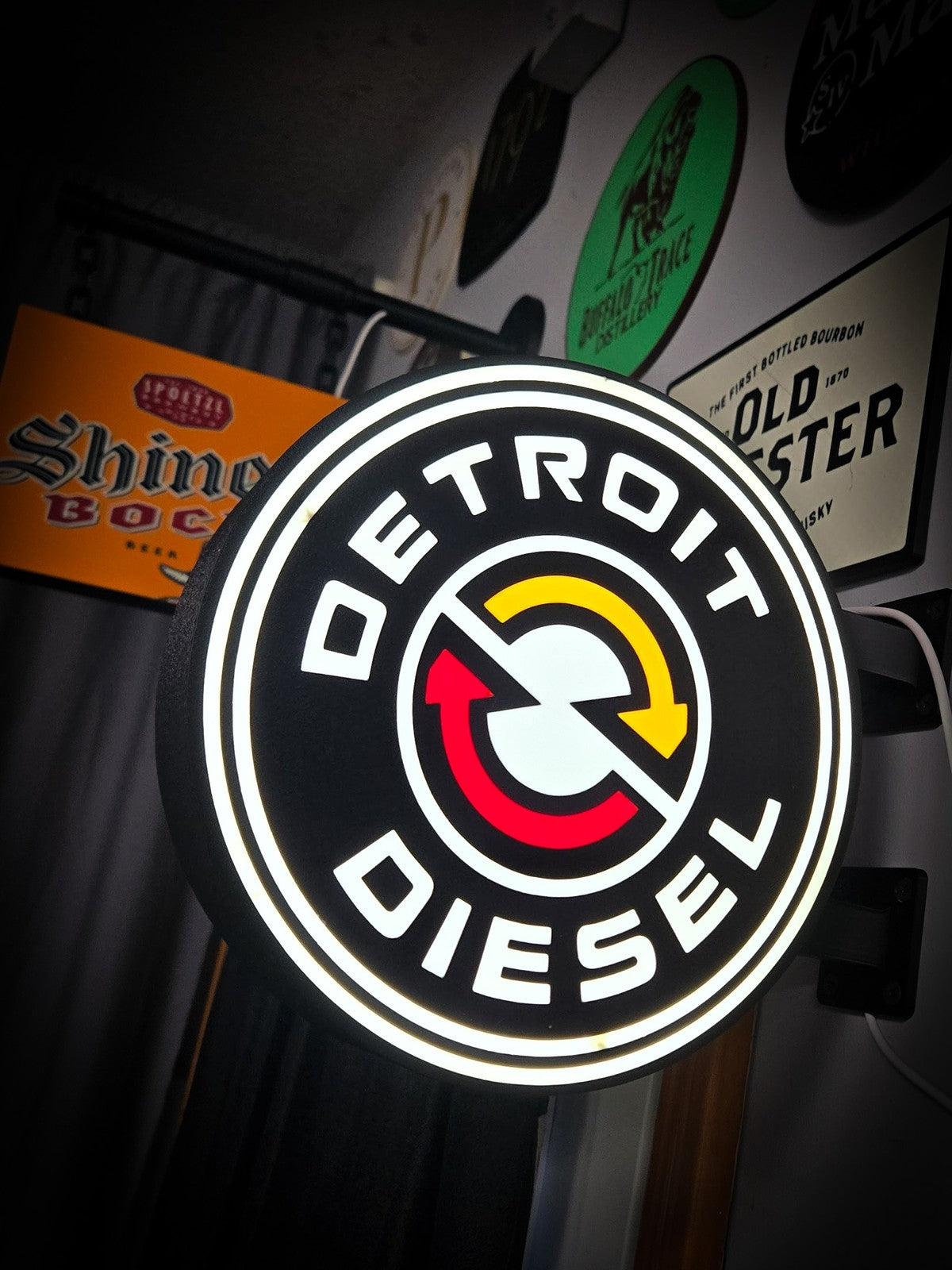 DETROIT DIESEL 12 Inch Light Box LED Sign 3D Printed Wall Decor Man Cave Garage