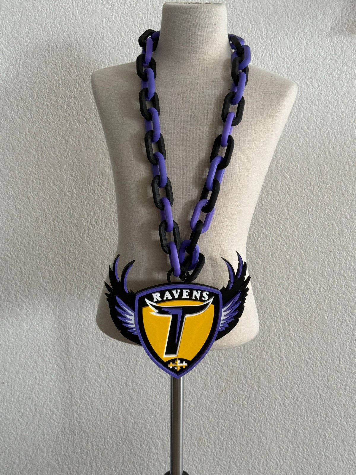 Baltimore Ravens Oversized Necklace, Pendant And Chain Handmade 3D Printed