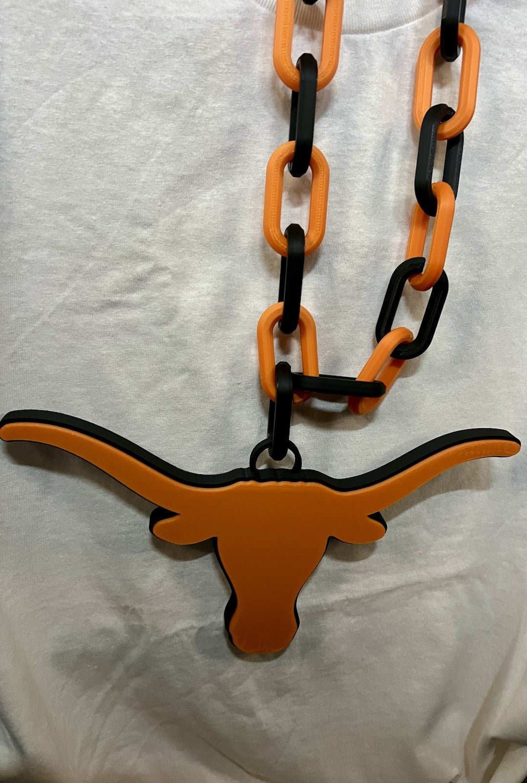 XL Texas Longhorn Medallion 3D Printed in PLA 42” Chain Link Style Necklace