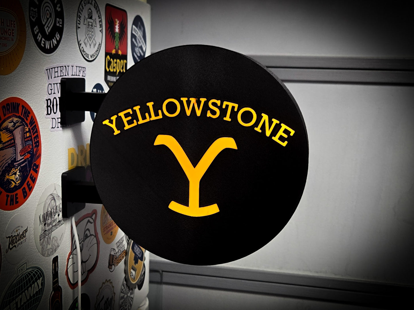 YELLOWSTONE 12 Inch Light Box LED Sign 3D Printed Wall Decor Man Cave Garage