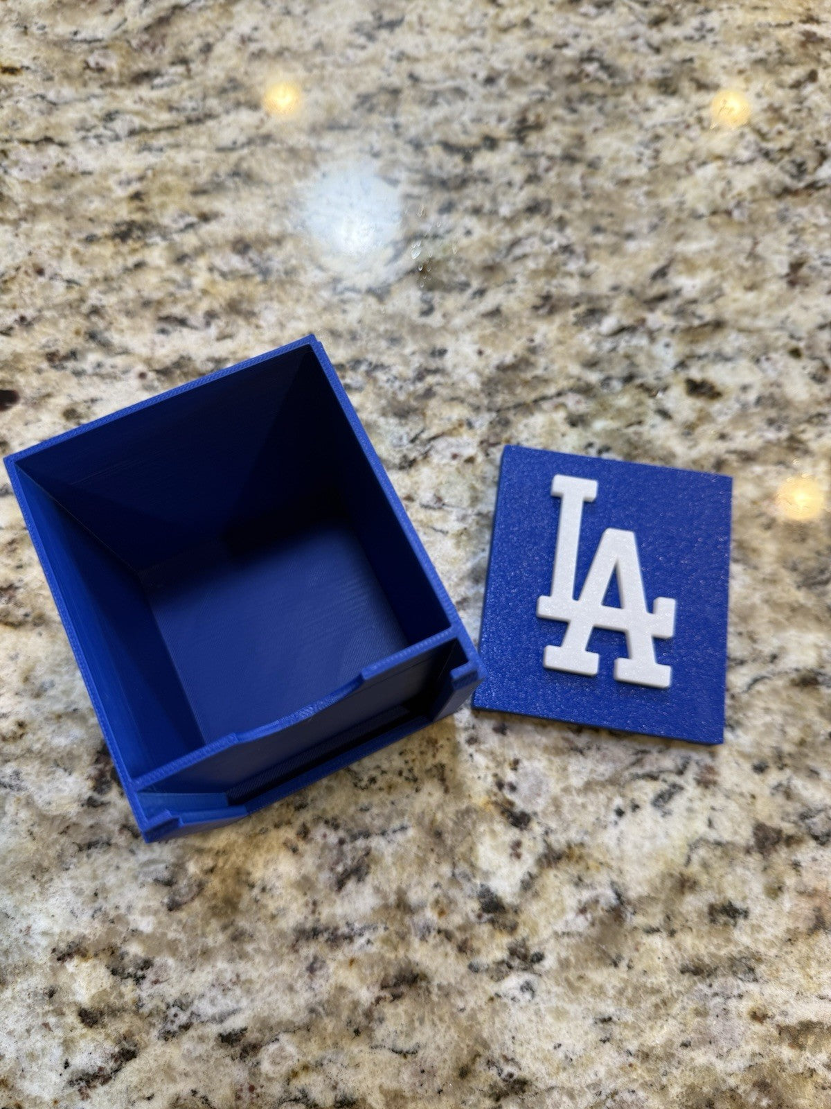 Los Angeles Dodgers Top Loader Box Fits 45 Top Loaders. Blue box white logo.
