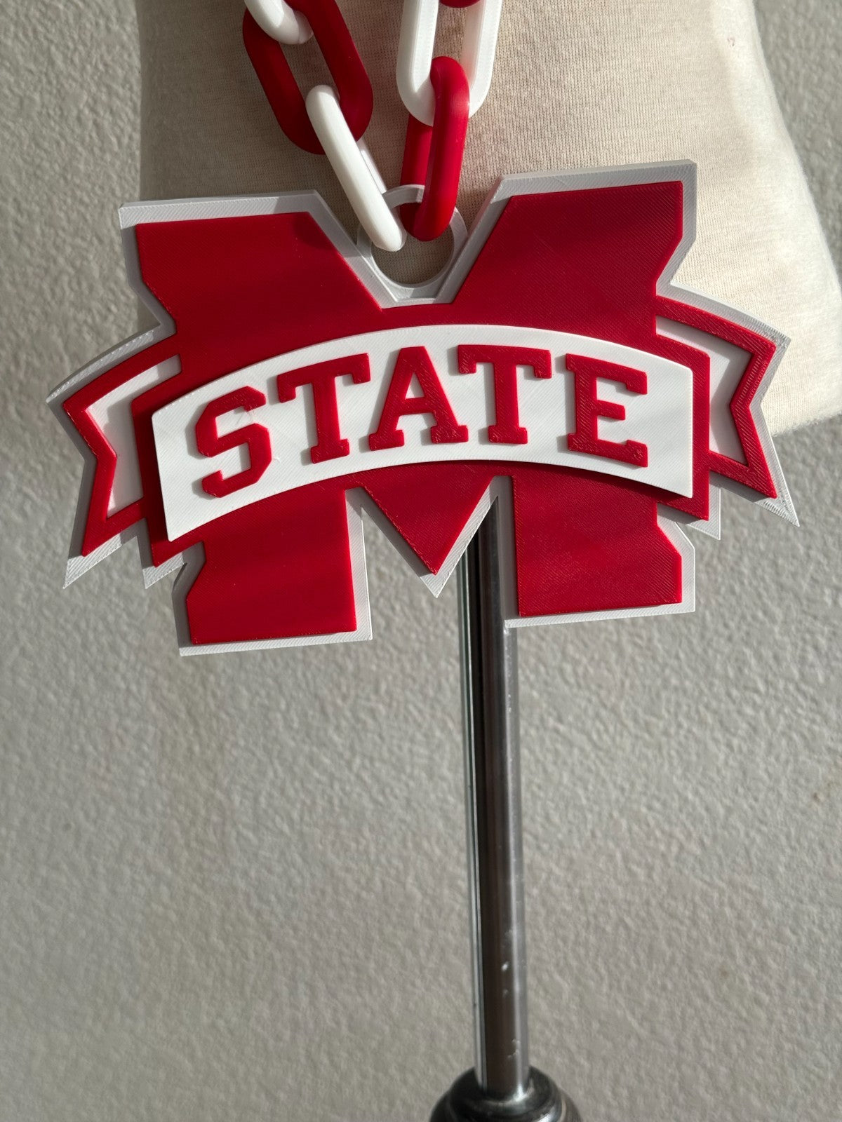 Mississippi State Bulldogs Logo Oversized Necklace, Pendant Chain