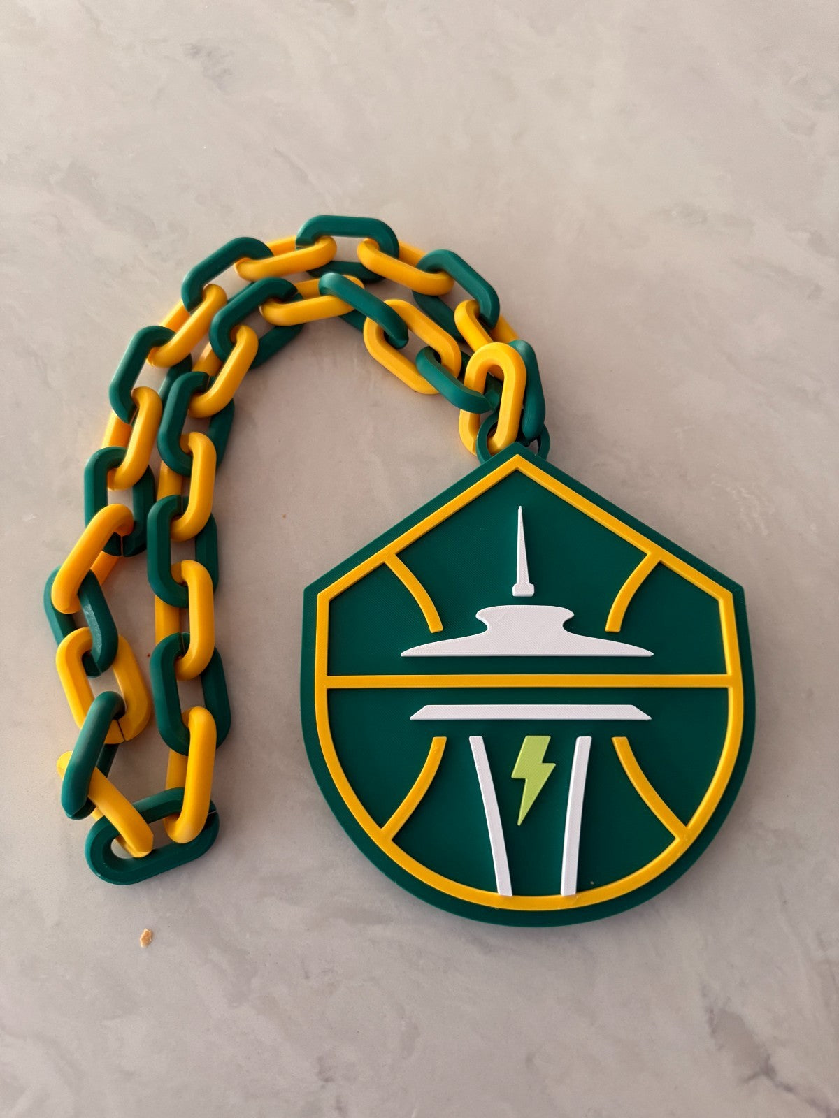 Seattle Storm Oversized Necklace, Hype Chain WNBA Handmade 3D Printed