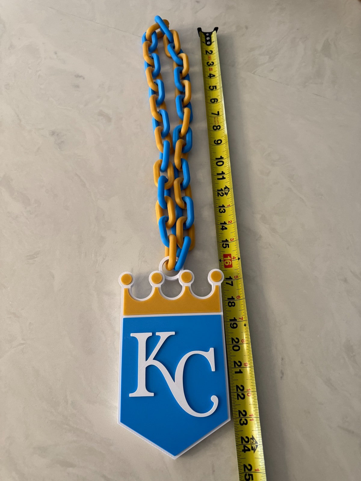 Kansas City Royals Oversized Logo Necklace Turnover Chain Handmade 3D Printed