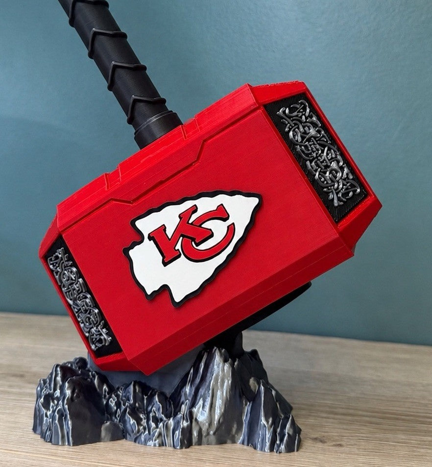 Kansas City Chiefs 13” Thor Hammer Mjolnir & Rock Memorabilia Man Cave Fan Gifts