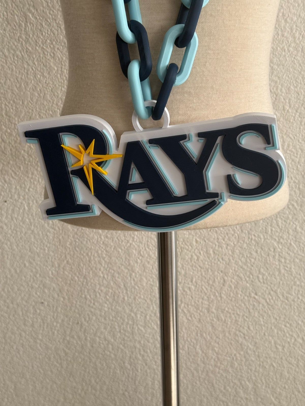 Tampa Bay Rays Oversized Necklace, Pendant Turnover Chain HandMade 3D Printed