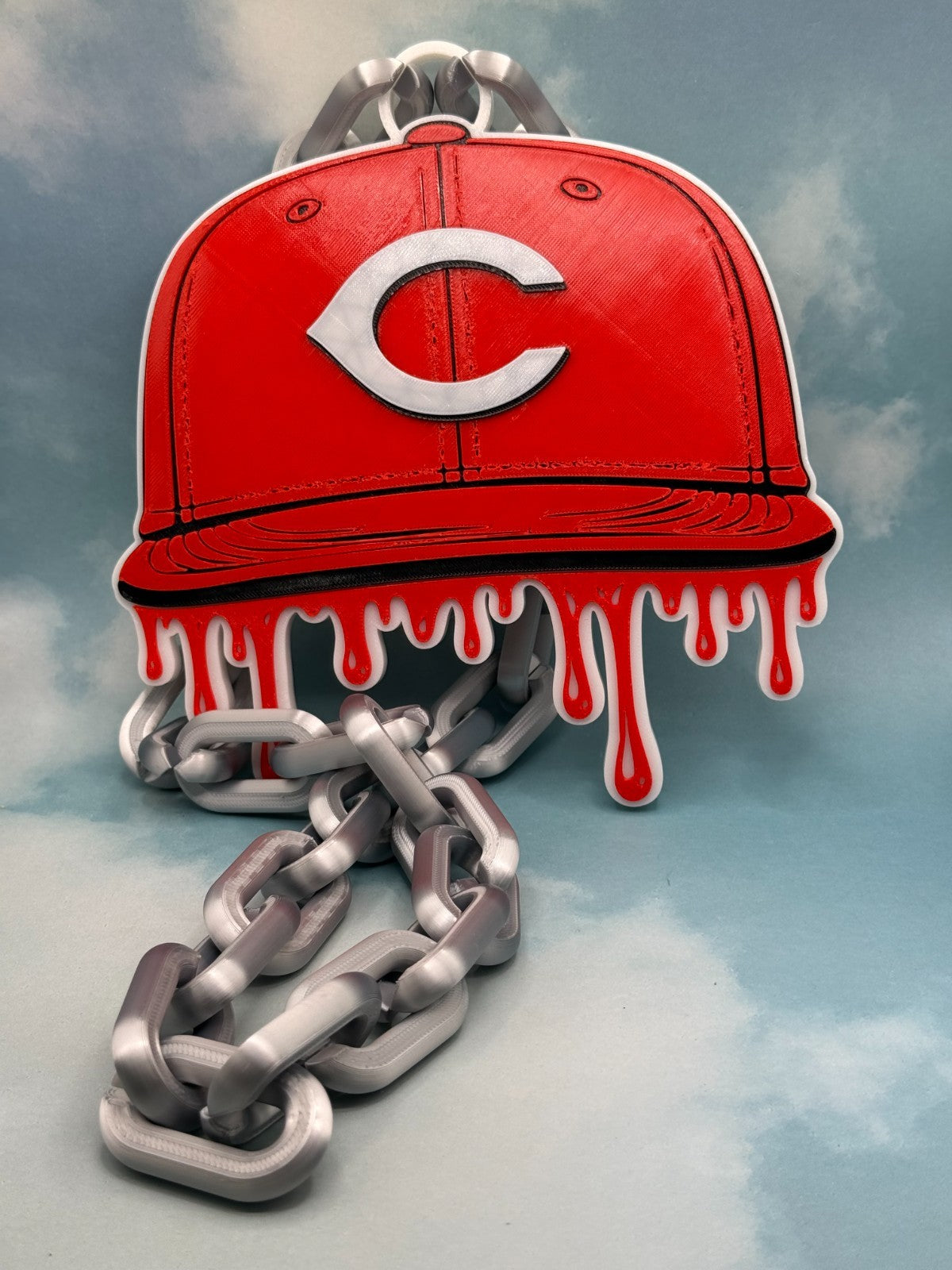 Cincinnati Reds Drip Baseball Cap Hype Chain Hand Made 3D Printed