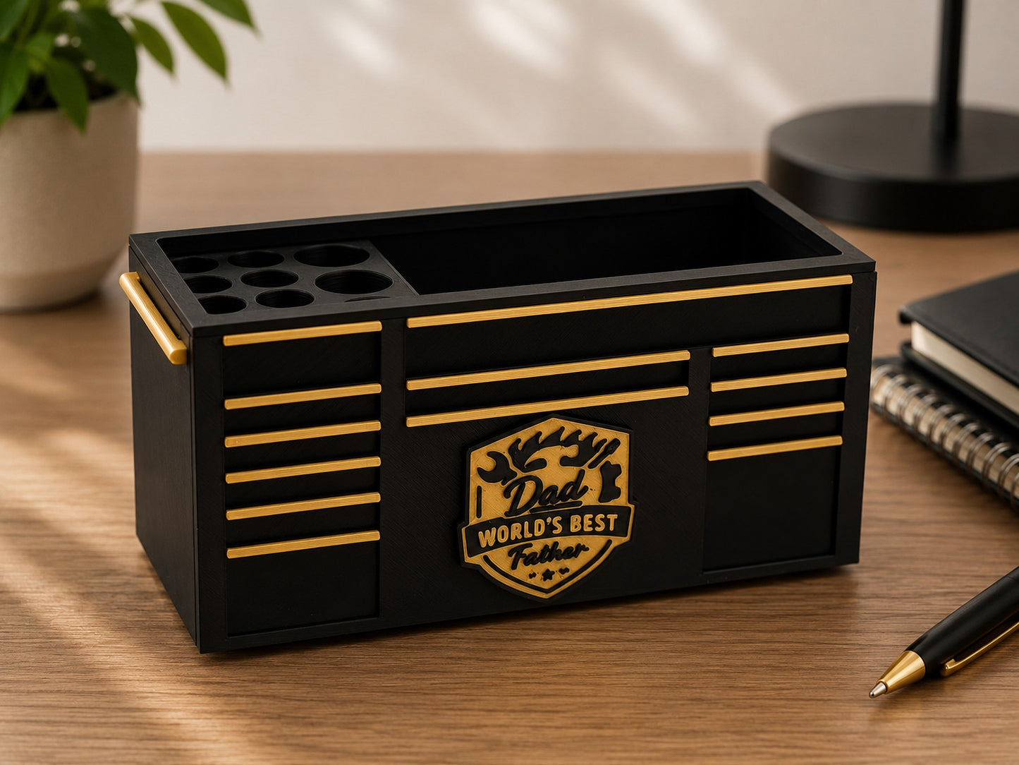 Toolbox Desk Organizer World's Dad | Father's Day Gift | Pen Holder | No lid