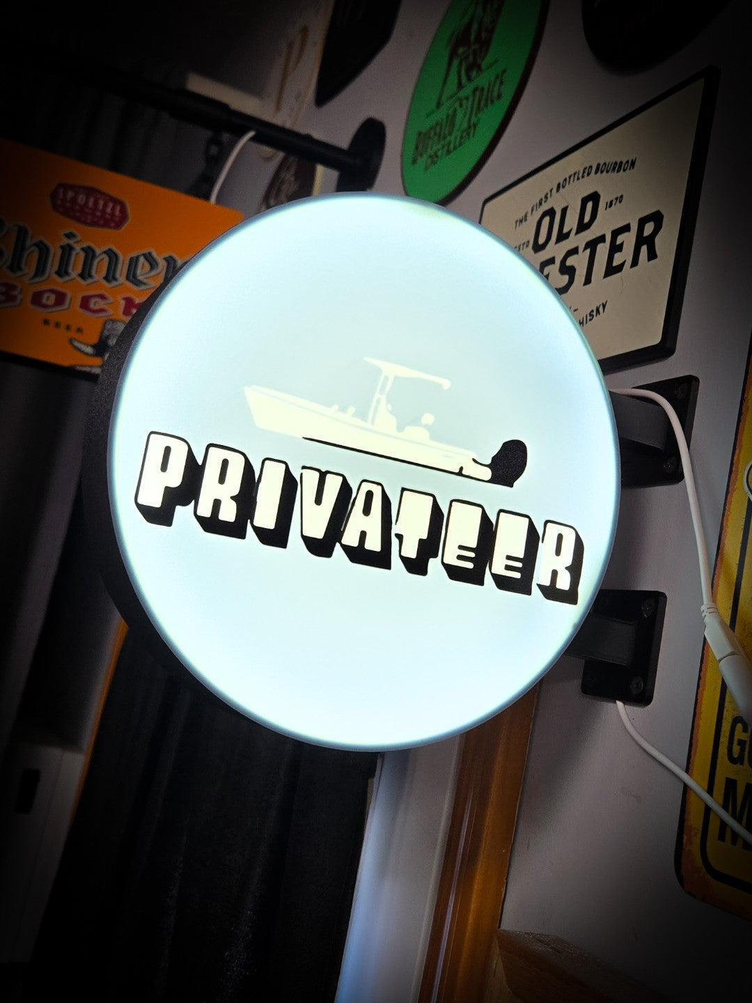 PRIVATEER Boats 12 Inch Light Box LED Sign 3D Printed Wall Decor Man Cave Garage