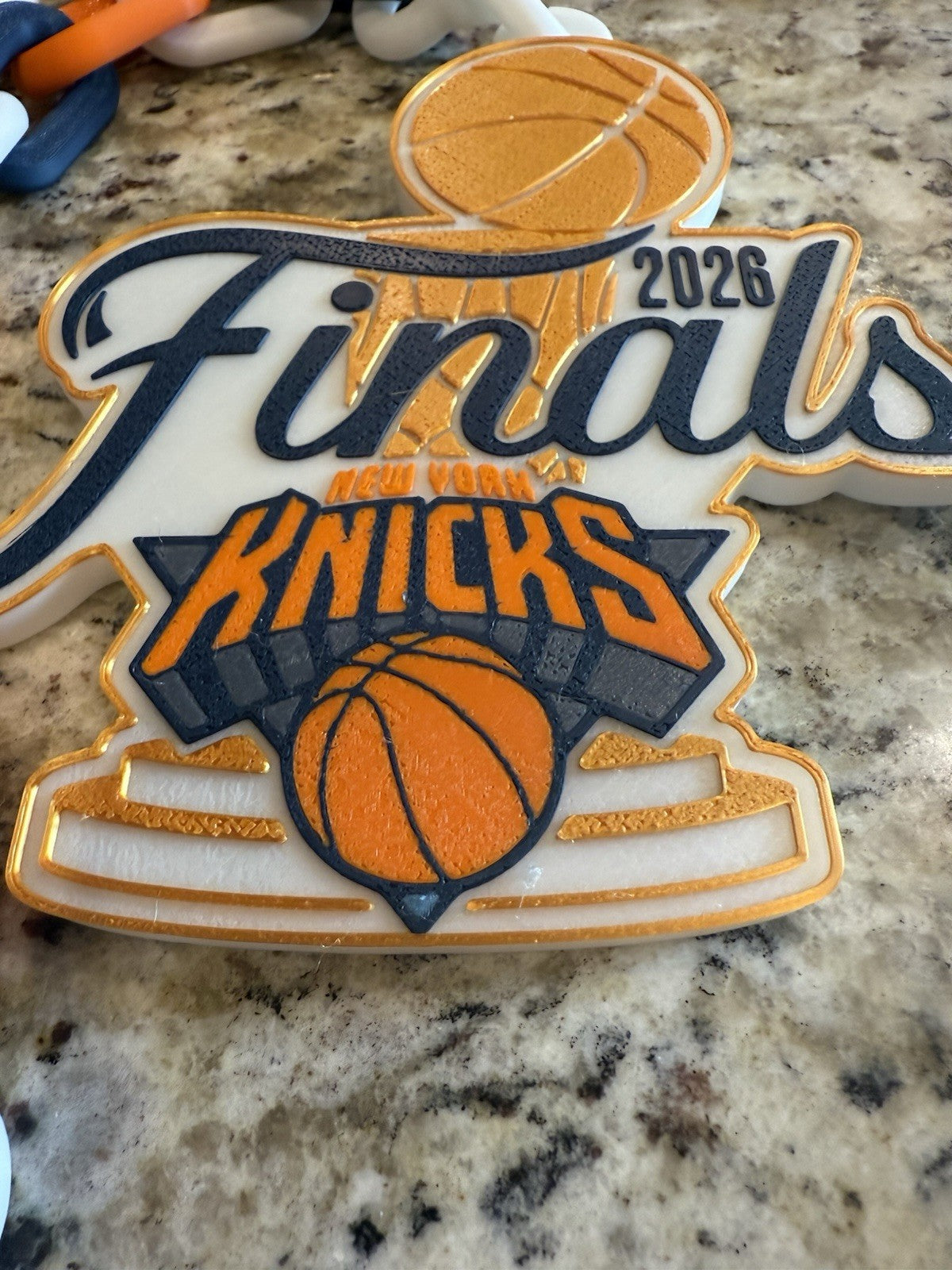 New York Knicks 2026 nba finals hype chain. 3d printed.