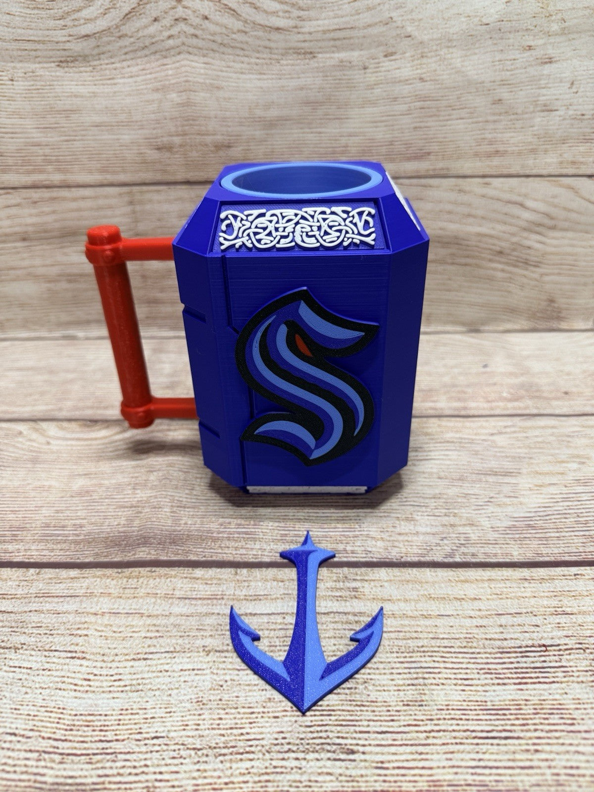 Seattle Kraken Mjolnir Inspired Drink Koozie Thor’s Hammer 3D printed