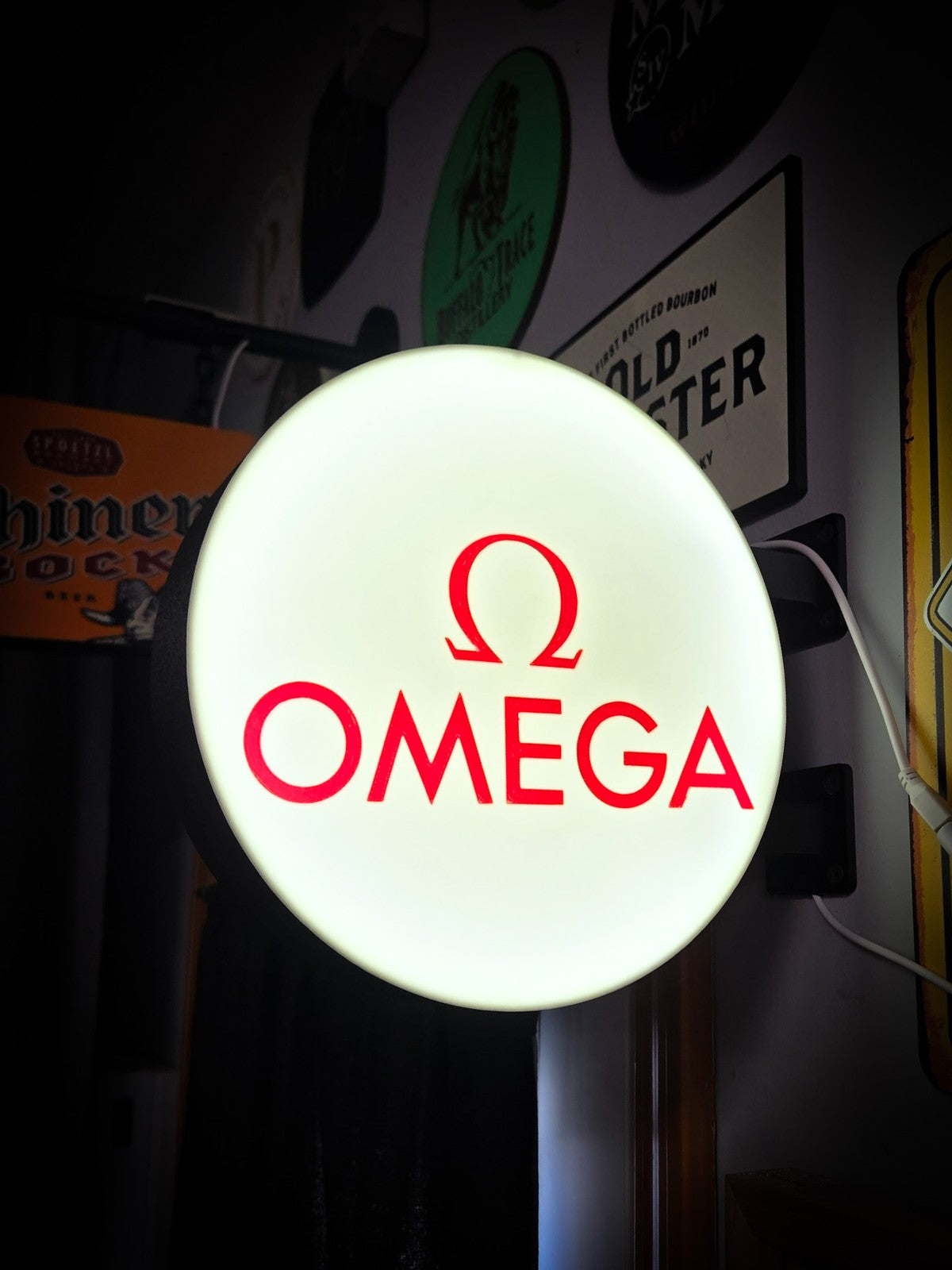 OMEGA 12 Inch Light Box LED Sign 3D Printed Wall Decor Man Cave Garage
