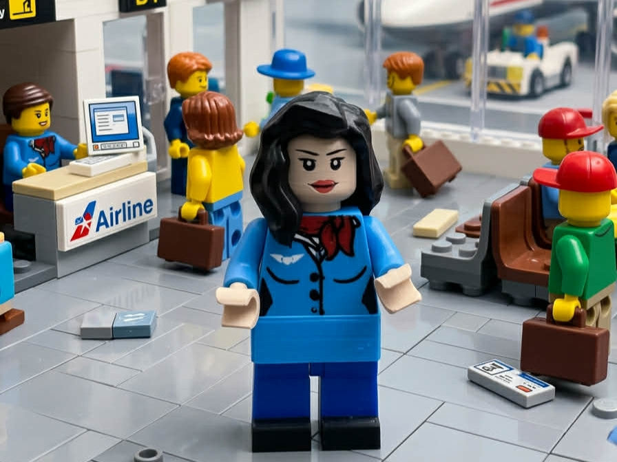Flight Attendant Figure 8 inches tall 3D Printed Lego Inspired