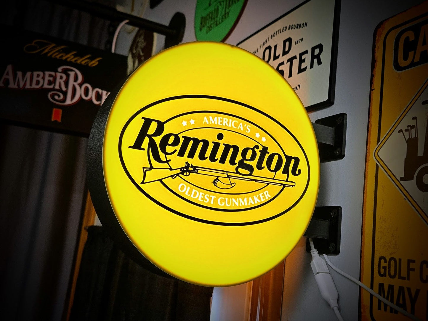 REMINGTON 12 Inch Light Box LED Sign 3D Printed Wall Decor Man Cave Garage