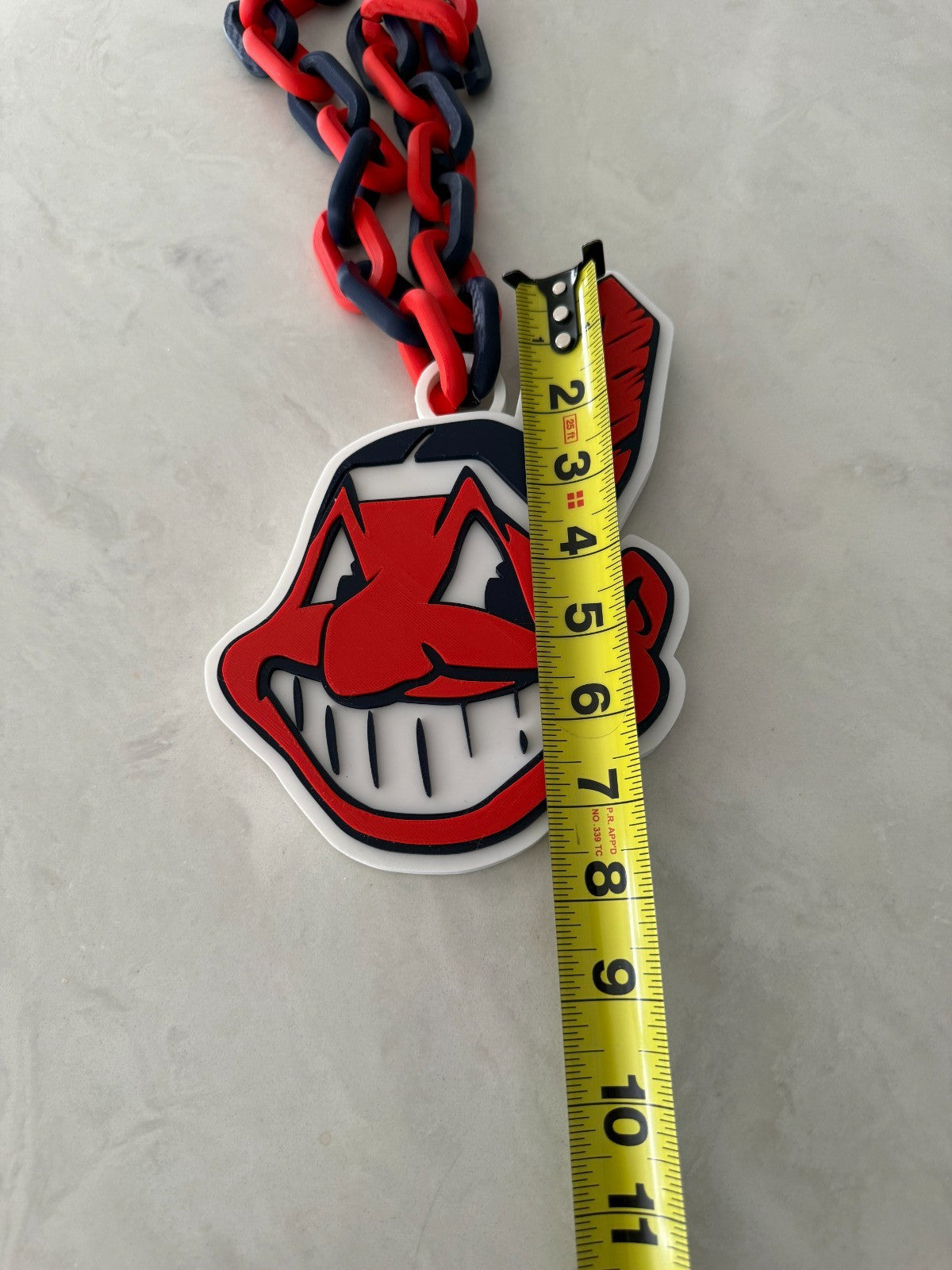 Cleveland Chief Wahoo Oversized Logo Necklace And Chain