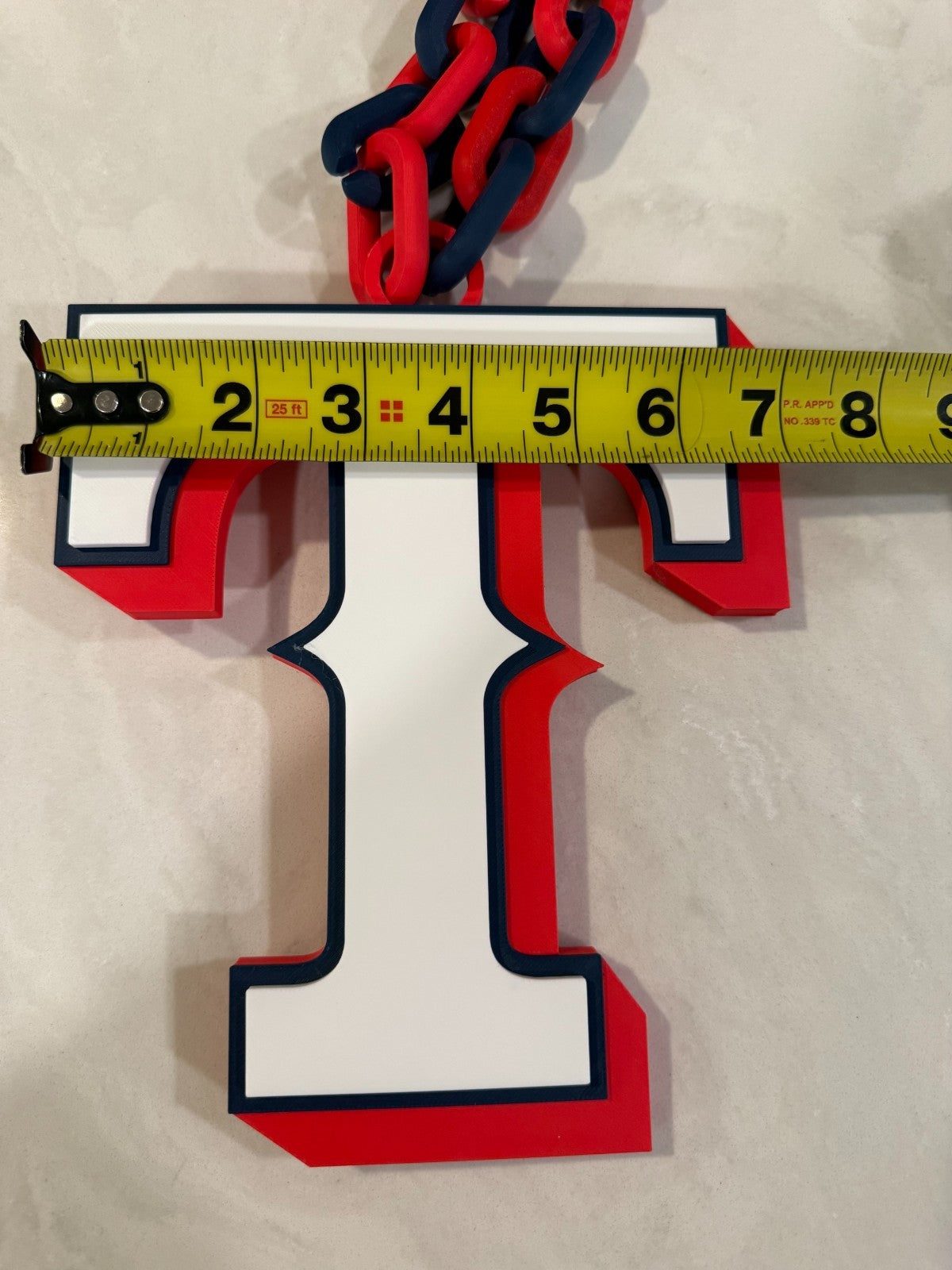 Texas Rangers Oversized Turnover Chain Necklace Pendant HandMade 3D Printed