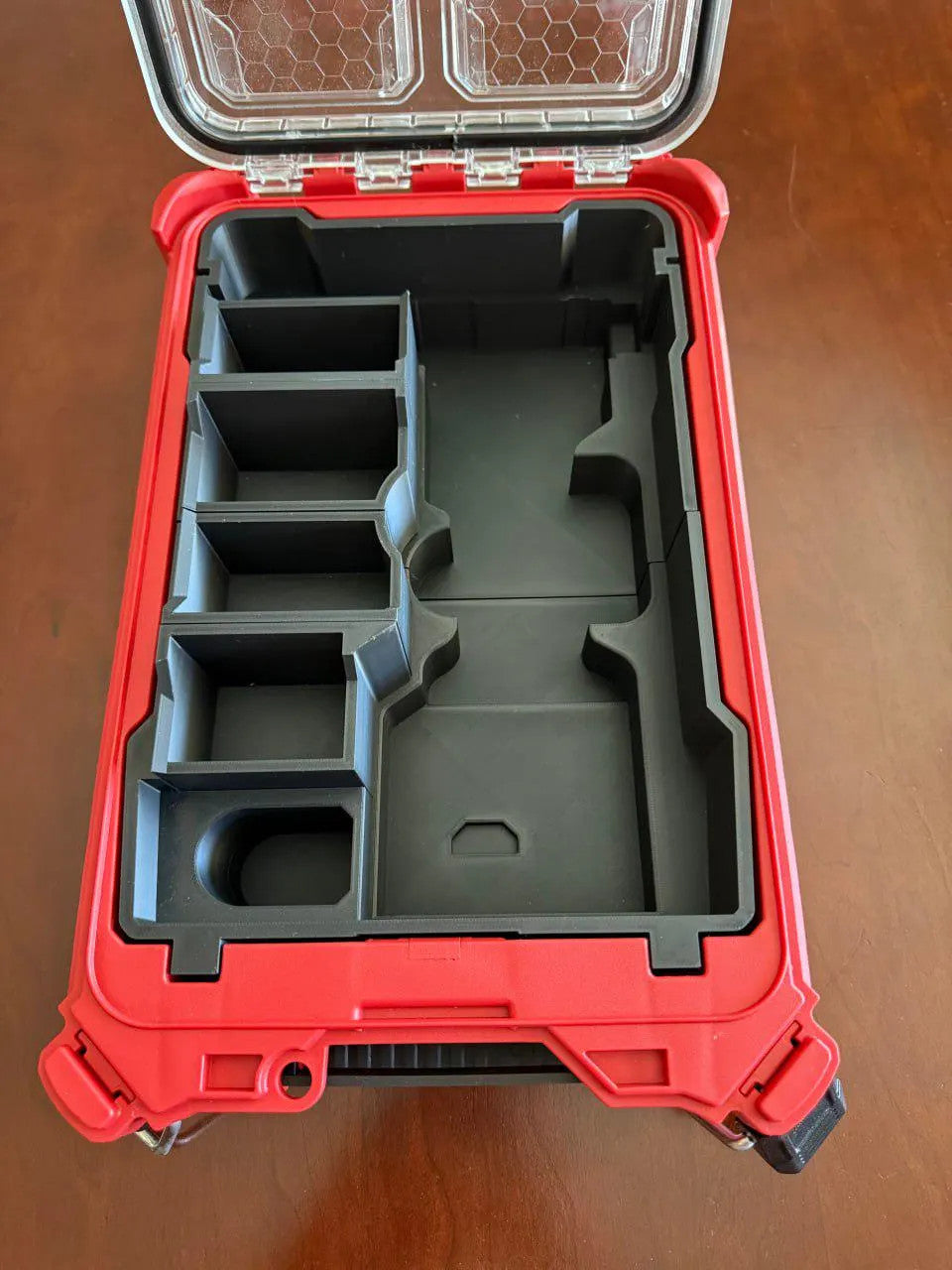 3D Printed Packout Insert For M12 Rivet Gun With Stem Catch And 8 Rivet Bins