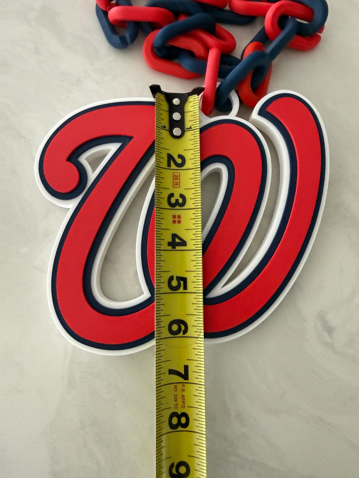 Washington Nationals Oversized Logo Necklace Turnover Chain HandMade 3D Printed
