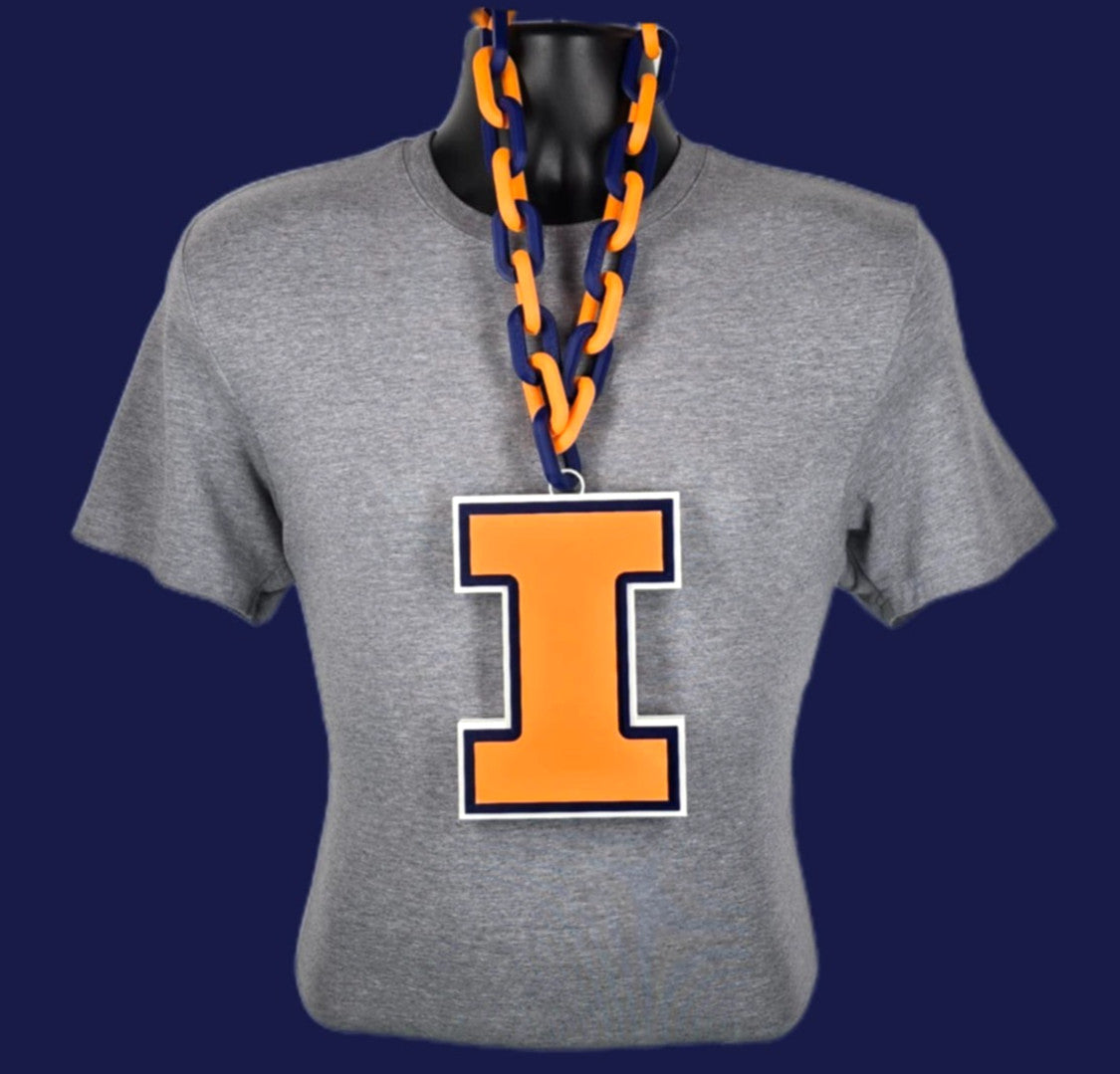 Illinois Fighting Illini Fan Chain NCAA Big Logo Oversized Necklace Game Day