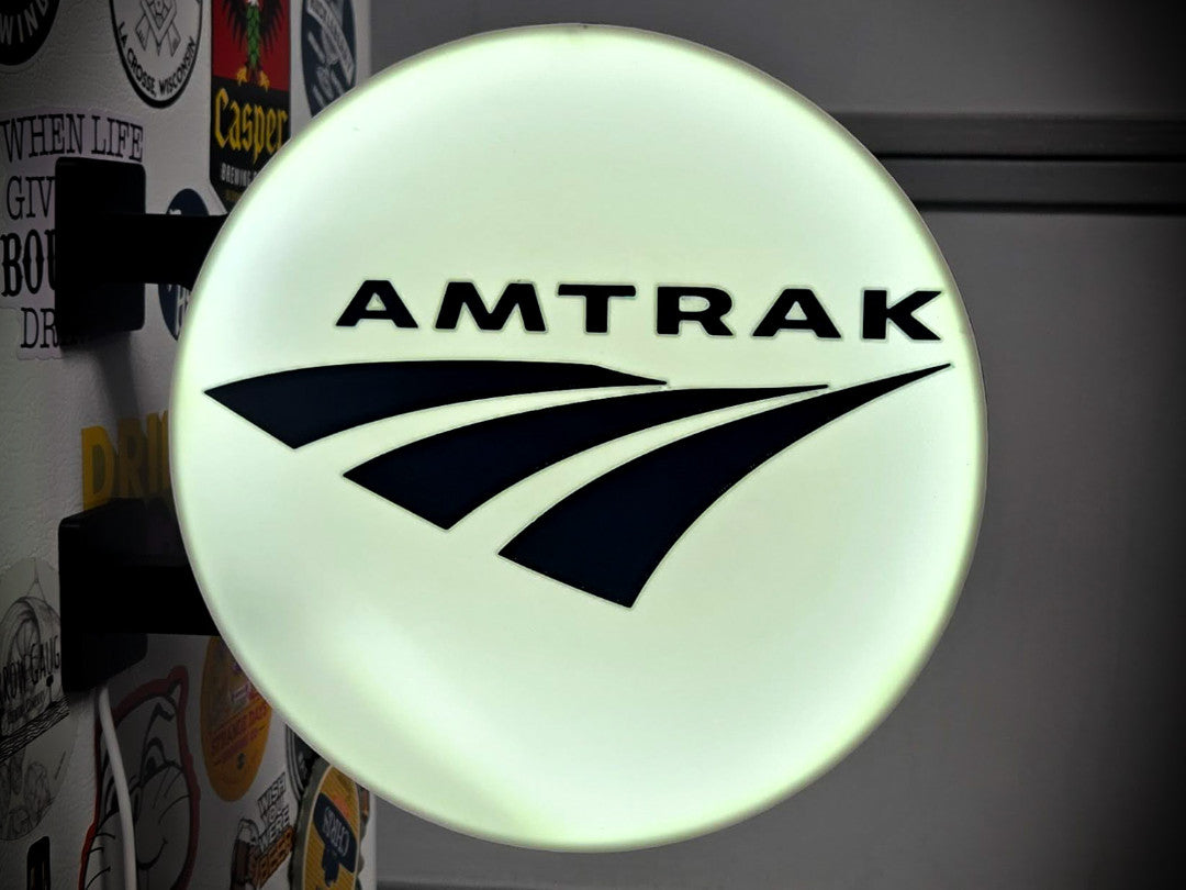 AMTRAK 12 Inch Light Box LED Sign 3D Printed Wall Decor Man Cave Garage