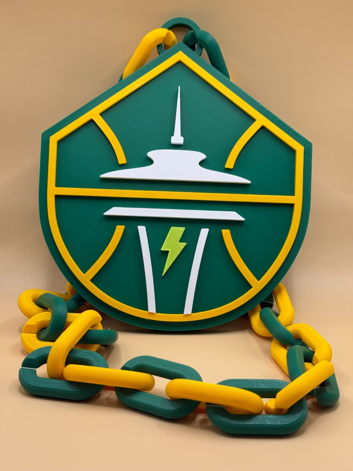 Seattle Storm Oversized Necklace, Hype Chain WNBA Handmade 3D Printed