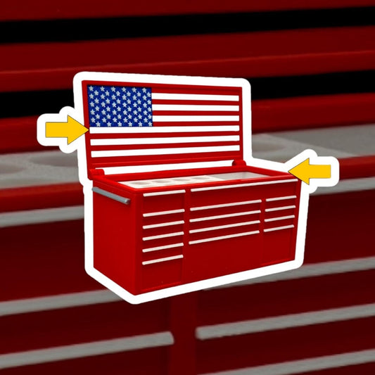 Mini Red Toolbox Pen Holder | Desk Organizer with American Flag |