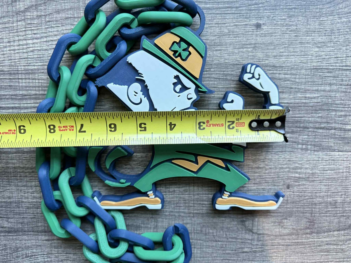 Notre Dame Fighting Irish Logo Oversized Necklace, Pendant Chain [Made To Order]