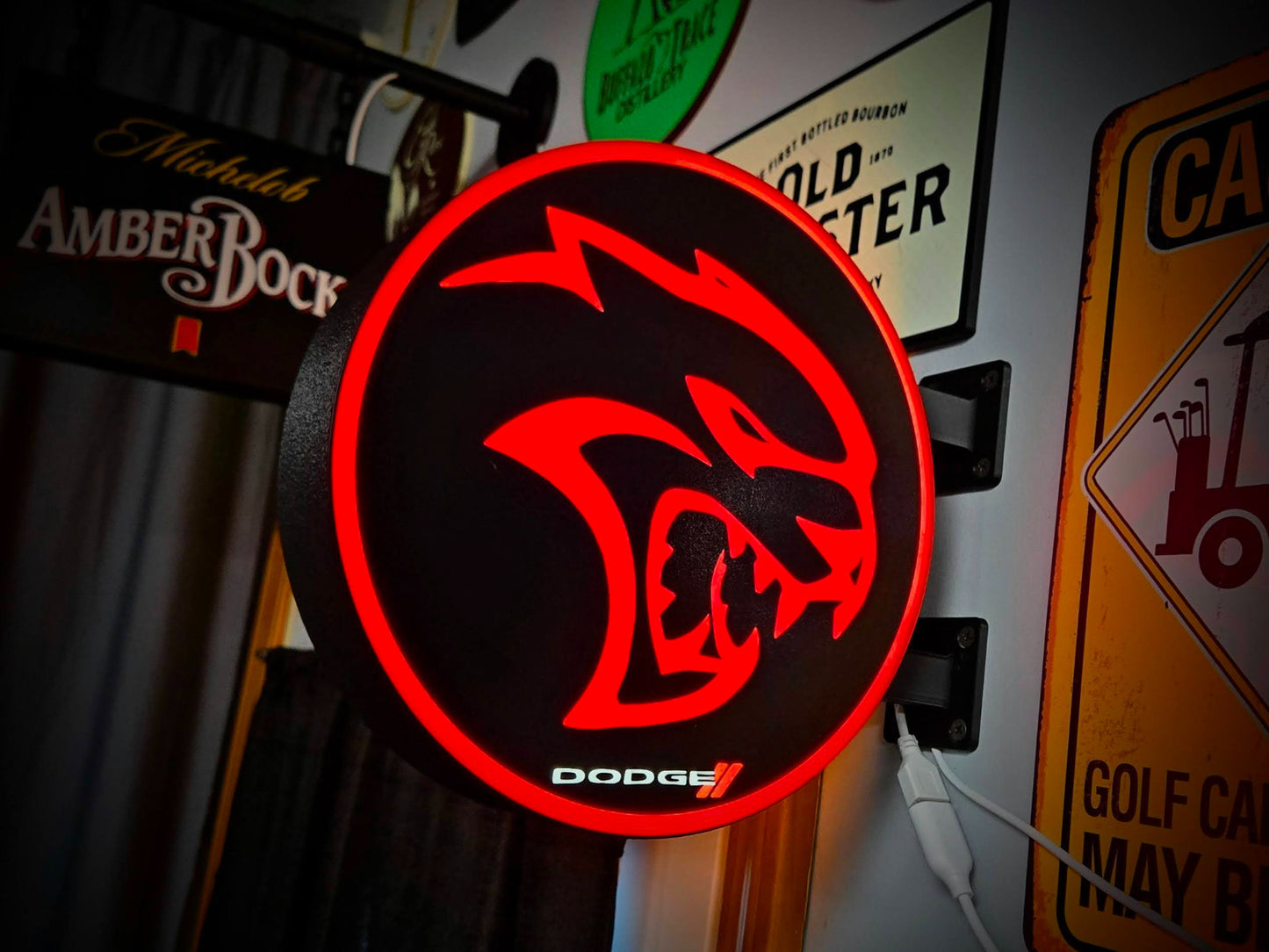 DODGE HELLCAT 12 Inch Light Box LED Sign 3D Printed Wall Decor Man Cave Garage
