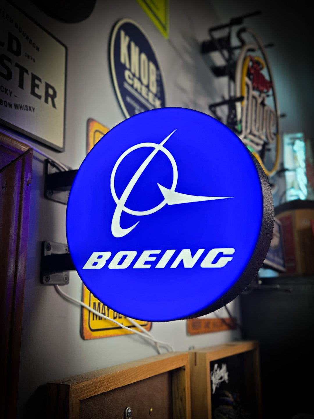 BOEING 12 Inch Light Box LED Sign 3D Printed Wall Decor Man Cave Garage