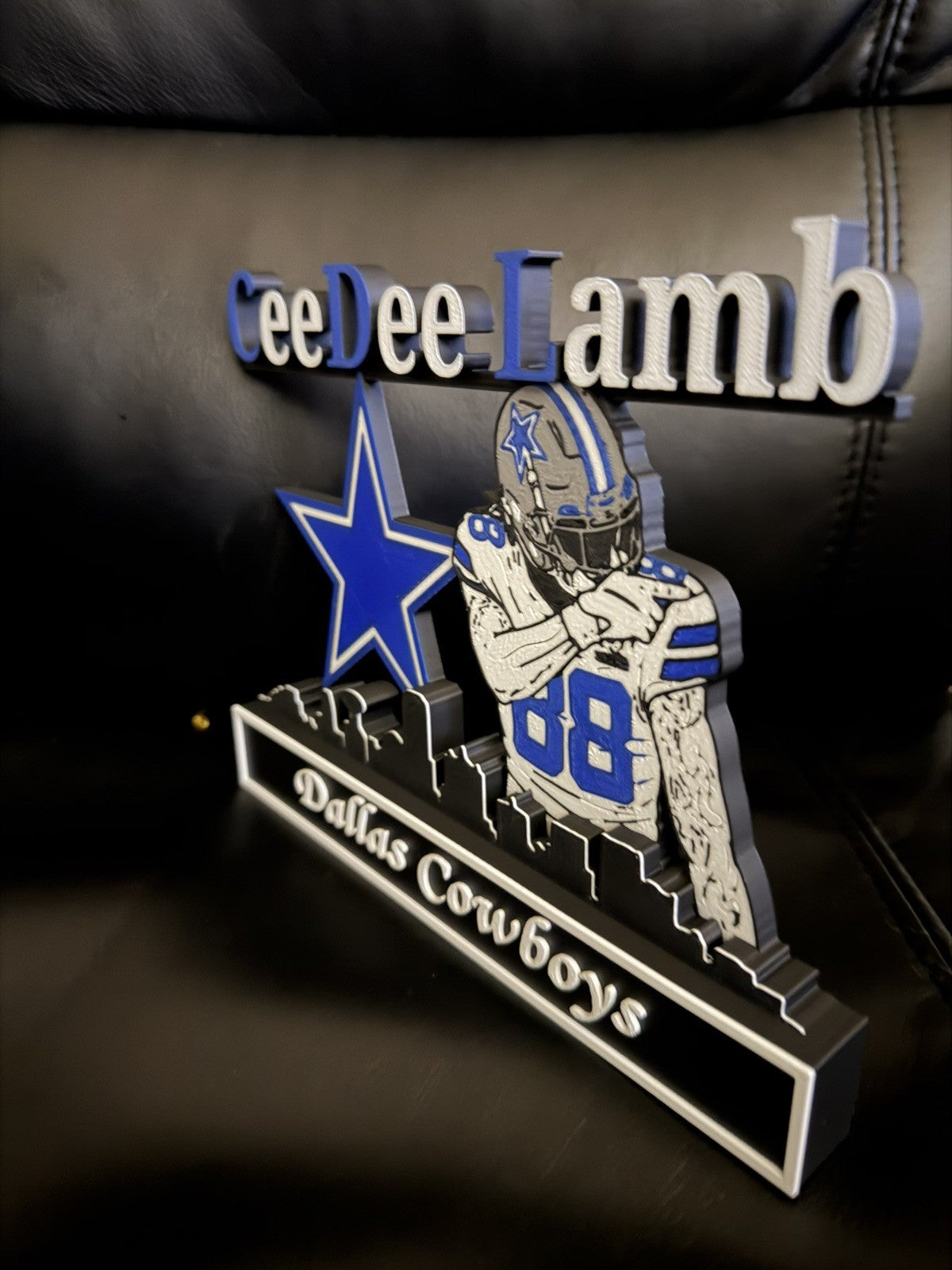 Dallas Football #88 CeeDee Lamb Skyline Desktop Display Fan Made 3D Printed PLA