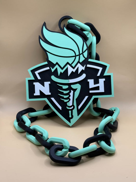 New York Liberty Oversized Necklace Hype Turnover Chain WNBA HandMade 3D Printed