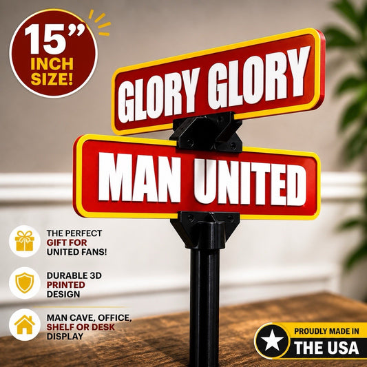 15” Manchester United Glory Glory Street Sign Office Man Cave Soccer Shelf Decor