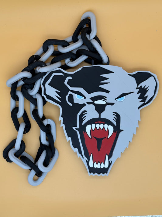 Maine Black Bears Oversized Necklace, Hype Turnover Chain Handmade 3D Printed