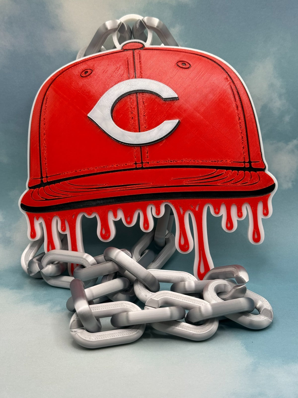 Cincinnati Reds Drip Baseball Cap Hype Chain Hand Made 3D Printed